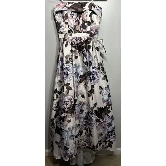 XSCAPE Dress Long Gown Purple Floral Sleeveless Size 4 USA Made Formal Dance NEW - Picture 2 of 7